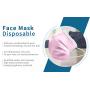 Pink Face Mask, Pink Disposable Face Mask, Disposable Masks Pink, Daily Protection Mask with Filter Layer and Knitted Earloops Pink Face Masks (Pack of 50)