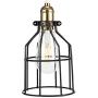 Simple Deluxe HIBULBCAGE 1-Pack Adjustable Industrial Clamp On Metal Bulb Guard Cage for Pendant, Vintage Lamp Holder and Ceiling Fan Light, Black