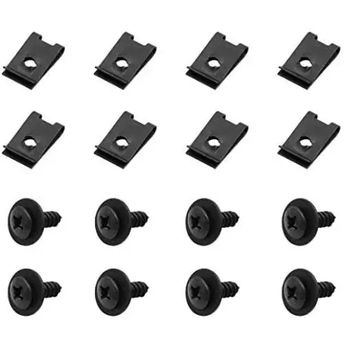 X AUTOHAUX 8pcs Black Spring Metal U-Type Clips with Screws Car Fender Trim Panel Fasteners