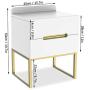 ZZBIQS Wood Nightstand Bedside Table with 2 White Drawers for Storage, Modern Side End Table with Metal Frame Leg for Living Room Bedroom Office Home Furniture (White/Gold)