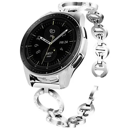 Aiiko Band Compatible with Samsung Galaxy Watch 42mm//Active 2/Galaxy Watch 3 41mm Bands,20mm Stainless Steel Metal Bracelet with Rhinestone Replacement for Gear Sport Watch,Silver Aiiko Band Compatible with Samsung Galaxy Watch 42mm//Active 2/Galaxy Watch 3 41mm Bands,20mm Stainless Steel Metal Bracelet with Rhinestone Replacement for Gear Sport Watch,Silver