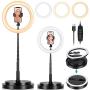 11'' Selfie Ring Light with Stand and Phone Holder, Eocean Foldable Makeup Light 19.7'' - 66” Stretchable Portable Selfie Desk Fill Light for Indoor Outdoor Live Stream/Makeup/YouTube/Vlogging Video