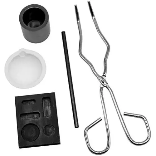Gelible 5 Graphite Crucible Kits, Graphite Crucible Silver Ingot Mold, Jewelry Melting Ingot Set, For Gold, Silver, Platinum, Crucible + Pliers + Bowl + Combined Ingot Torch Tube + Graphite Stirring R Gelible 5 Graphite Crucible Kits, Graphite Crucible Silver Ingot Mold, Jewelry Melting Ingot Set, For Gold, Silver, Platinum, Crucible + Pliers + Bowl + Combined Ingot Torch Tube + Graphite Stirring R