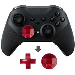 Metal Plating Thumbsticks, 2 D-Pads Kits, 4 Paddles Hair Trigger Buttons (Mini & Medium) Replacement for Elite Series 2 Controller - (Plating Red)