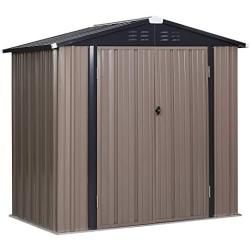 HYD-Parts Outdoor Storage Shed Steel 6x4 FT, Outdoor Tool Storage Garden Shed W/Sloped Metal Roof