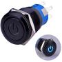 Ulincos Latching Pushbutton Switch U19C1 1NO1NC SPDT ON/OFF Black Metal Shell with Blue LED Suitable for 19mm 3/4'' Mounting Hole (Blue)