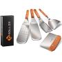 Gallize Metal Spatula Griddle Accessories Kit - Set of 5 High Grade Stainless Steel Grill Spatulas for BBQ and Cooking with Improved Quality Wooden Handles