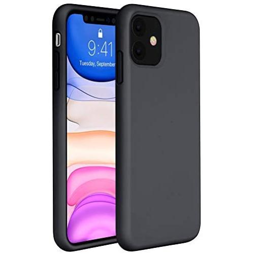 Miracase Liquid Silicone Case Compatible with iPhone 11 6.1 inch(2019), Gel Rubber Full Body Protection Cover Case Drop Protection Case (Black)