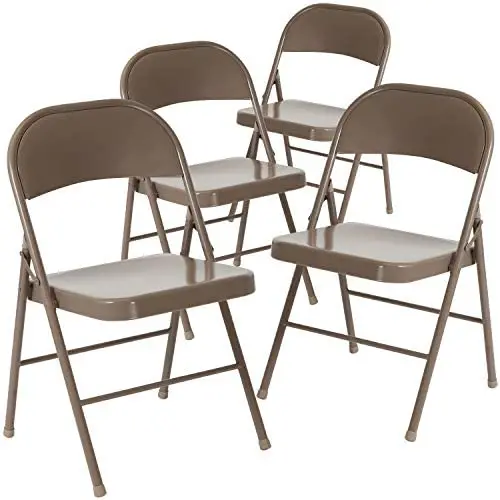 Flash Furniture 4 Pack HERCULES Series Double Braced Beige Metal Folding Chair Flash Furniture 4 Pack HERCULES Series Double Braced Beige Metal Folding Chair