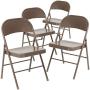 Flash Furniture 4 Pack HERCULES Series Double Braced Beige Metal Folding Chair