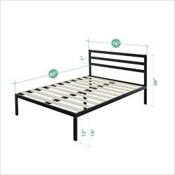 Zinus Mia Modern Studio 14 Inch Platform 1500H Metal Bed Frame With Headboard, King,AZ-ASMPH-15K,Black