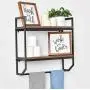 Bathroom Shelves Rustic Wall Shelf with Metal Wall Mounted Wood Shelving,Floating Shelves Towel Rack Storage Shelf Rack(2-Tier) (Black Bracket & Brown Shelves) Bathroom Shelves Rustic Wall Shelf with Metal Wall Mounted Wood Shelving,Floating Shelves Towel Rack Storage Shelf Rack(2-Tier) (Black Bracket & Brown Shelves)