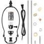 Canomo Black Finish Make-A-Lamp Kit 3-Way with 8 Inch Harp, 2 Pieces 12'' Lamp Pipe, and All Parts Needed and Instructions for DIY Lamp Design or Repair…