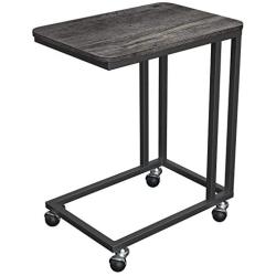 VASAGLE Industrial Side Table, End Table for Coffee Laptop Tablet, Mobile Table with Rolling Casters, Steel Frame, for Living Room, Bedroom, Charcoal Gray and Black ULNT050B04