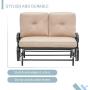 Oakmont Outdoor Loveseat Patio Swing Rocking Glider 2 Seats Metal Furniture Set(Brown)