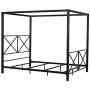 DHP Rosedale Metal 4 Poster Canopy Bed with Crisscross Headboard and Footboard - Queen (Black)
