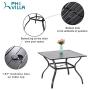 PHI VILLA 37 Inch Outdoor Dining Table Metal Steel Slat Patio with 1.57'' Umbrella Hole, Brown