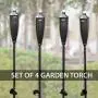 Deco Home Set of 4 Tikki Backyard Torch - 60 inch Citronella Garden Outdoor/Patio Flame Metal Torch - Black Matt