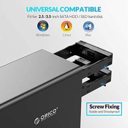 ORICO 5 Bay USB 3.0 to SATA External Hard Drive Enclosure Support 80TB, 2.5/3.5 inch HDD SSD Enclosure Built-in 150W Power/Dual Chip for Enterprise Data Storage Backup, Server Expansion (No RAID)