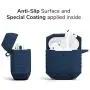 AirPods Case Accessories Kit [Front LED Visible], GMYLE Silicone Heavy Duty Armor Protective Shockproof Airpod Cover Skin with Keychain, Ear Hook, Magnetic Strap for Apple AirPod 1 & 2 – Navy Blue