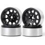 Que-T 2.2'' RC Rock Crawler Metal Alloy Beadlock Wheel Rims for 1/10 Axial Wraith D90 (Black)