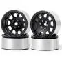 Que-T 2.2'' RC Rock Crawler Metal Alloy Beadlock Wheel Rims for 1/10 Axial Wraith D90 (Black)