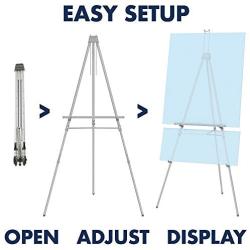 Quartet Easel, Aluminum, Heavy-Duty, Telescoping, 66'' Max. Height, Supports 45 Lbs, Silver (55EX)