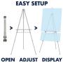 Quartet Easel, Aluminum, Heavy-Duty, Telescoping, 66'' Max. Height, Supports 45 Lbs, Silver (55EX)