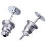 Outus 100 Pieces Stainless Steel Bullet Clutch Earrings Safety Backs and Blank Earring Pin Studs Findings Posts (Silver)