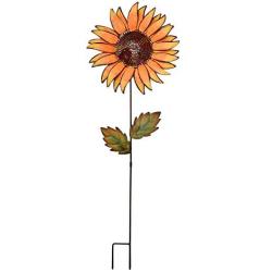 Attraction Design Flower Garden Stake Decorative Flower Yard Stake, Sunflower Decor Metal Yard Art Decor Outdoor Garden Decoration for Patio Porch Lawn Pathway Backyard 12.2'' W x 1'' D x 36'' H