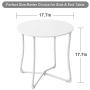 Amagabeli Metal Patio Side Table 18” x 18” Heavy Duty Weather Resistant Anti-Rust Outdoor End Table Small Steel Round Coffee Table Porch Table Snack Table for Balcony Garden Yard Lawn, White