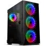 GIM MB8 ATX Case, Mid-Tower PC Gaming Chassis, Compact Computer Case with Tempered Glass Panel, 4 RGB Fans Pre-Installed, Water-Cooling Ready, Cable Management System - Black