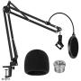 InnoGear Heavy Duty Microphone Stand with Mic Microphone Windscreen and Dual Layered Mic Pop Filter Suspension Boom Scissor Arm Stands for Blue Yeti,Blue Spark and Other Mic