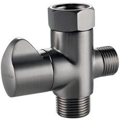 Luxe Bidet Metal T-adapter with Shut-off Valve, Winged 3-way Tee Connector, Nickel Finish, for Luxe Neo Bidets