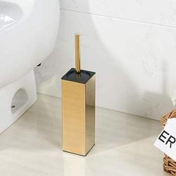 Freestanding Solid Stianless Steel 304 Toilet Bowl Brush and Holder for Bathroom Storage and Organization - Space Saving, Sturdy, Deep Cleaning, Covered Brush (Gold)