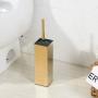 Freestanding Solid Stianless Steel 304 Toilet Bowl Brush and Holder for Bathroom Storage and Organization - Space Saving, Sturdy, Deep Cleaning, Covered Brush (Gold)