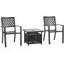 PHI VILLA Outdoor Metal Bistro Side Dining Chair and Umbrella Base Table Outdoor Metal Steel Furniture Set of 3