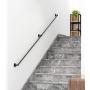DIYHD 6.6FT Stair Black Pipe Handrail with 3 Wall Mount Supports,Rustic Black,Round Corner Style