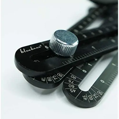 Heavy Duty Aluminum Multi Angle Measuring Ruler for DIY Workers | Angle Finder Woodworking Tool | Tile Flooring +FreePouch universal angler ruler Metal Gift Men Women Template Layout Tools (Black)