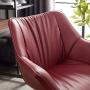 Volans Modern Mid Back Faux Leather Upholstery Home Office Chair with Armrest, No Casters in Black Metal Legs Desk Chair, Matte Burgundy