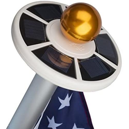 Sunnytech 2nd Generation Solar Flag Pole 20led Light, Brightest, Most Powerful, Longest Lasting & Most Flag Coverage, LED Downlight Light up Flag on Most 15 to 25Ft Flagpole, Upgraded Electric Circuit
