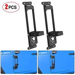 Nilight Door Hinge Steps - Metal Foldable Foot Pegs Exterior Car Accessories for 2007-2017 Jeep Wrangler JK JKU & 2018-2020 Jeep Wrangler JL JKU - Pack of 2