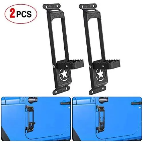 Nilight Door Hinge Steps - Metal Foldable Foot Pegs Exterior Car Accessories for 2007-2017 Jeep Wrangler JK JKU & 2018-2020 Jeep Wrangler JL JKU - Pack of 2