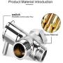 SOMDARHK T-adapter with Shut off Valve, T Adapter Bidet, Bidet Valve Adapter for toilet sprayer with Bidet T Adapter