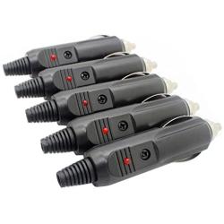 discoGoods 5PCS 12V Male Car Cigarette Lighter Socket Plug Connector With Fuse Red LED Cigar Lighter