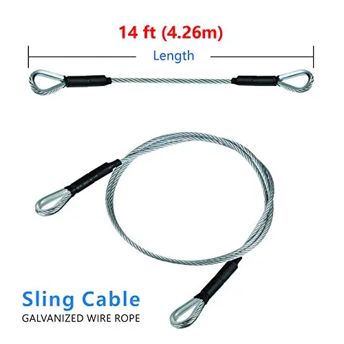 Zip Line Sling Cable, Wire Rope, 8/11/14 Foot, 3/16In (14 Foot) Zip Line Sling Cable, Wire Rope, 8/11/14 Foot, 3/16In (14 Foot)