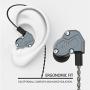 RevoNext QT3S in Ear Monitor, Noise Isolating Wired Headphones Quad Driver in Ear Earbuds 2DD+2BA Metal Shell HiFi Bass Headphones with 0.78mm 2 Pins Detachable Cable(Gray mic)