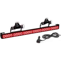 Red LED Emergency Firefighter Lights Directional Hazard Warning Fire Strobe Light Bar 6 Block 27 Inch 13 Flash Patterns With Cigar Lighter Safety for Rear Window