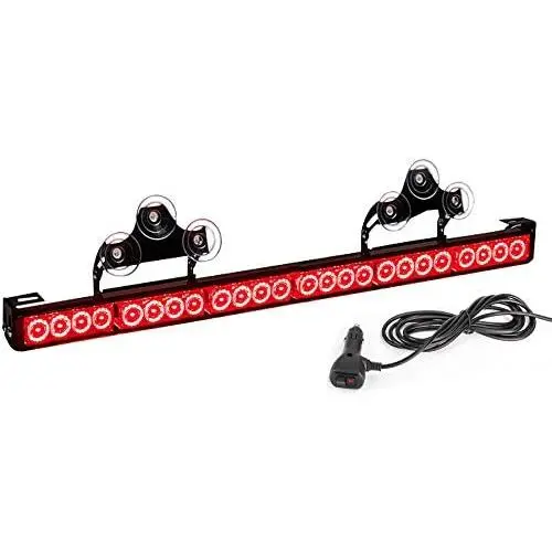 Red LED Emergency Firefighter Lights Directional Hazard Warning Fire Strobe Light Bar 6 Block 27 Inch 13 Flash Patterns With Cigar Lighter Safety for Rear Window Red LED Emergency Firefighter Lights Directional Hazard Warning Fire Strobe Light Bar 6 Block 27 Inch 13 Flash Patterns With Cigar Lighter Safety for Rear Window