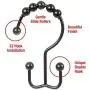2lbDepot Double Shower Curtain Hooks Rings (Matte Black Decorative Finish) Premium Rust Resistant Stainless Steel Metal Hook, Roller Balls Glide on Shower Rods, Set of 12 2lbDepot Double Shower Curtain Hooks Rings (Matte Black Decorative Finish) Premium Rust Resistant Stainless Steel Metal Hook, Roller Balls Glide on Shower Rods, Set of 12